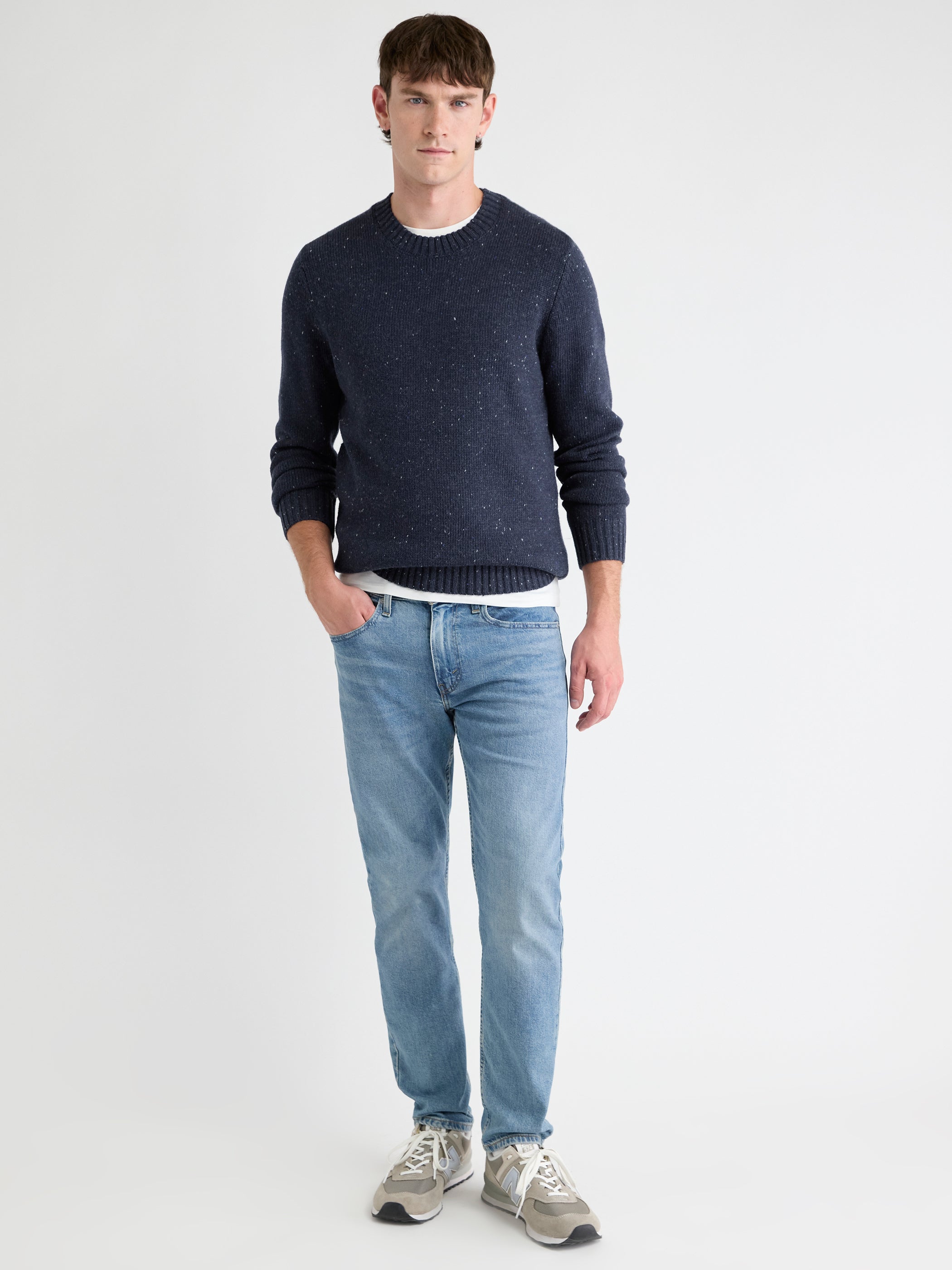 RW&CO Long-Sleeve Crew-Neck Sweater with Neps