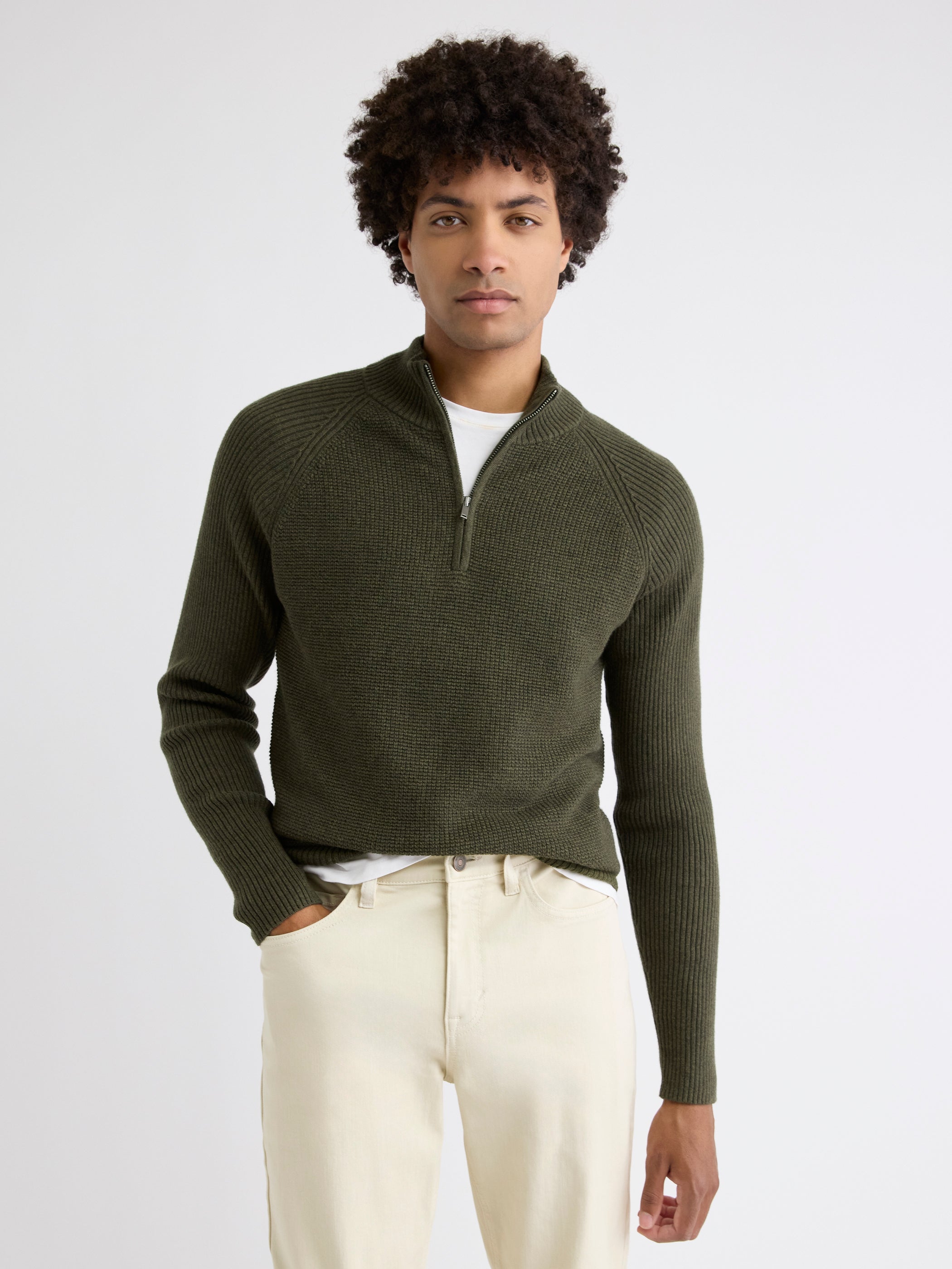 RW&CO Long-Sleeve Quarter-Zip Mock-Neck Sweater