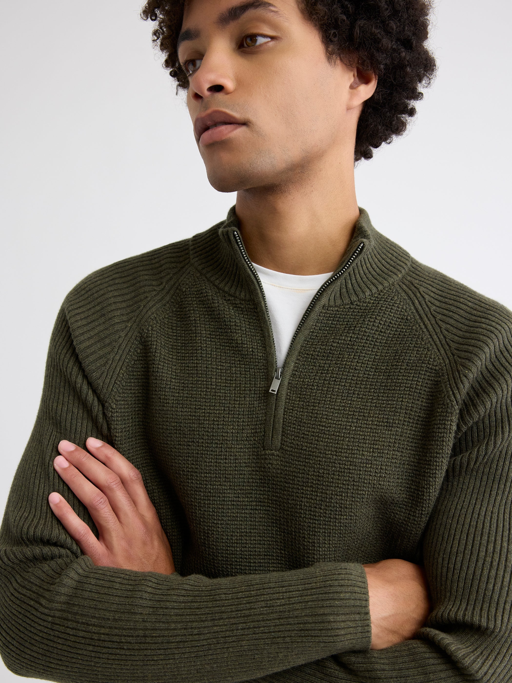 RW&CO Long-Sleeve Quarter-Zip Mock-Neck Sweater