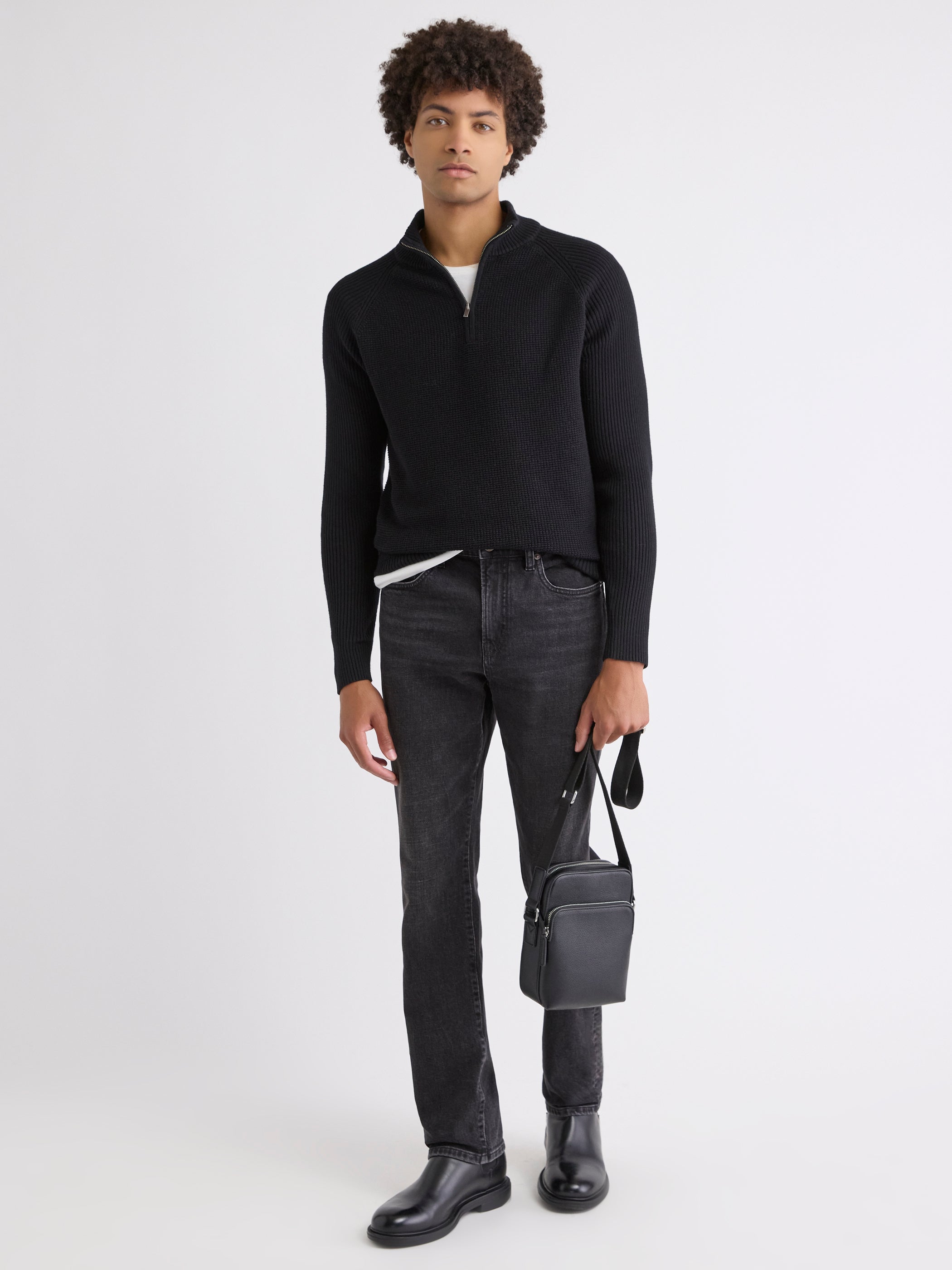 RW&CO Long-Sleeve Quarter-Zip Mock-Neck Sweater