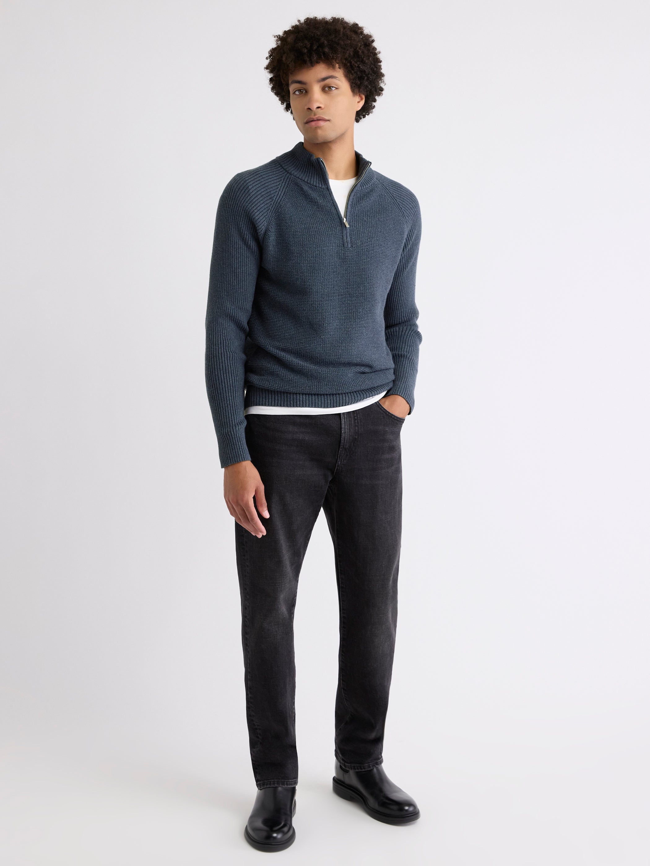 RW&CO Long-Sleeve Quarter-Zip Mock-Neck Sweater