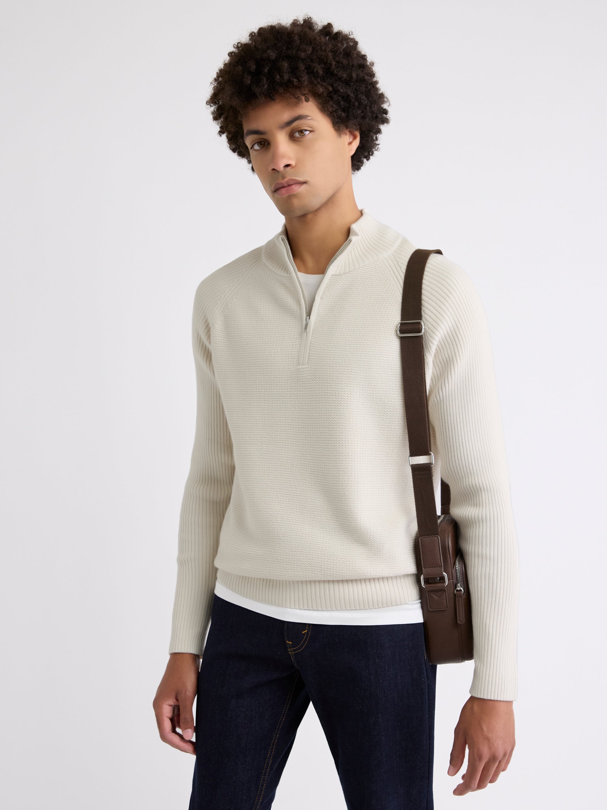 RW&CO Long-Sleeve Quarter-Zip Mock-Neck Sweater