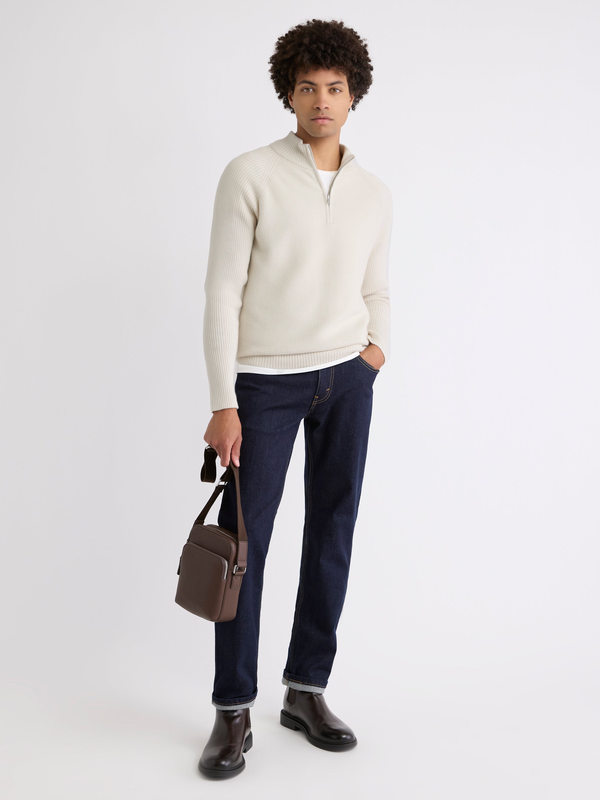 RW&CO Long-Sleeve Quarter-Zip Mock-Neck Sweater