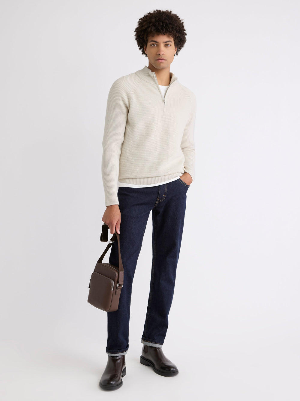 RW&CO Long-Sleeve Quarter-Zip Mock-Neck Sweater
