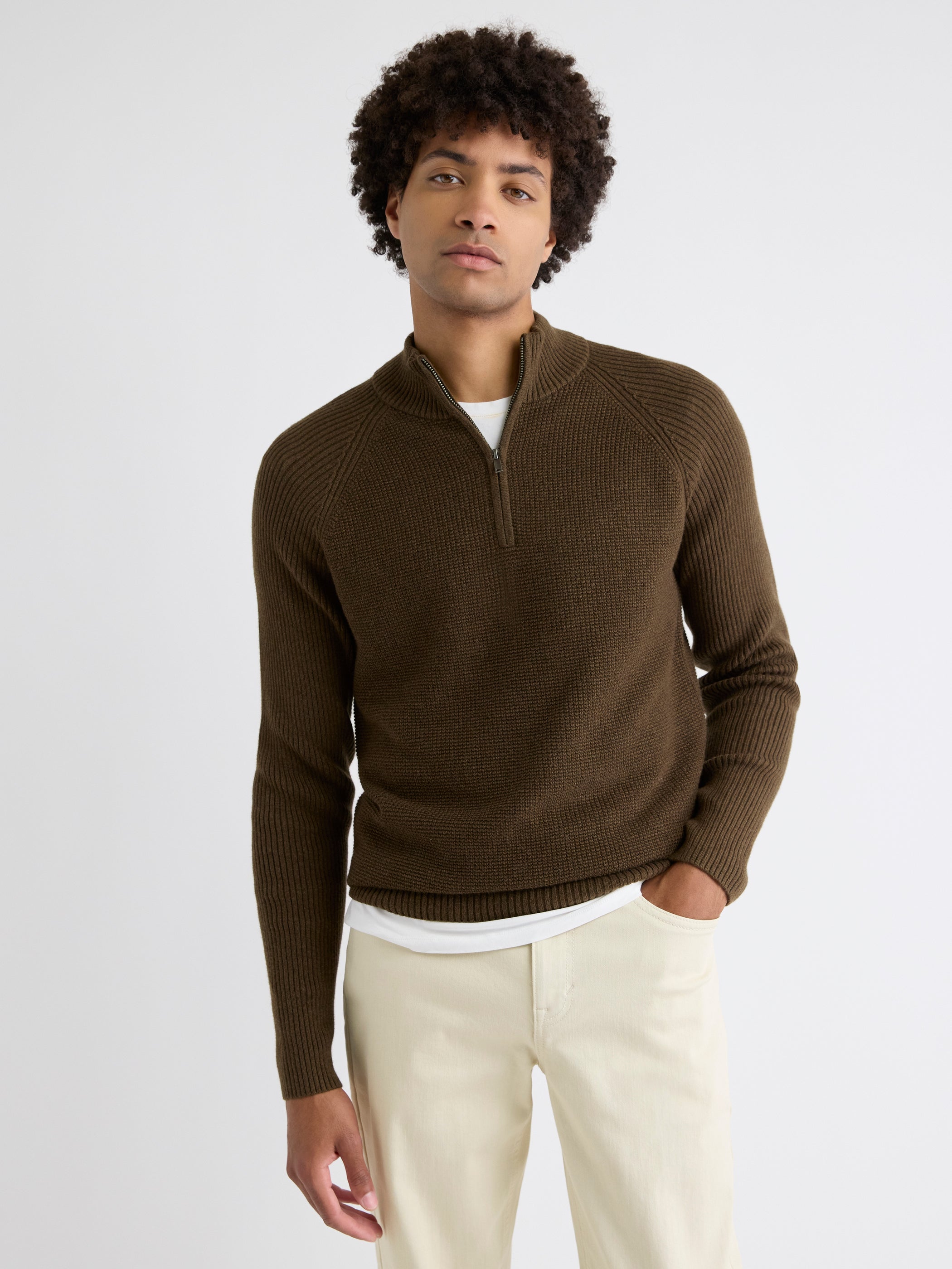 RW&CO Long-Sleeve Quarter-Zip Mock-Neck Sweater