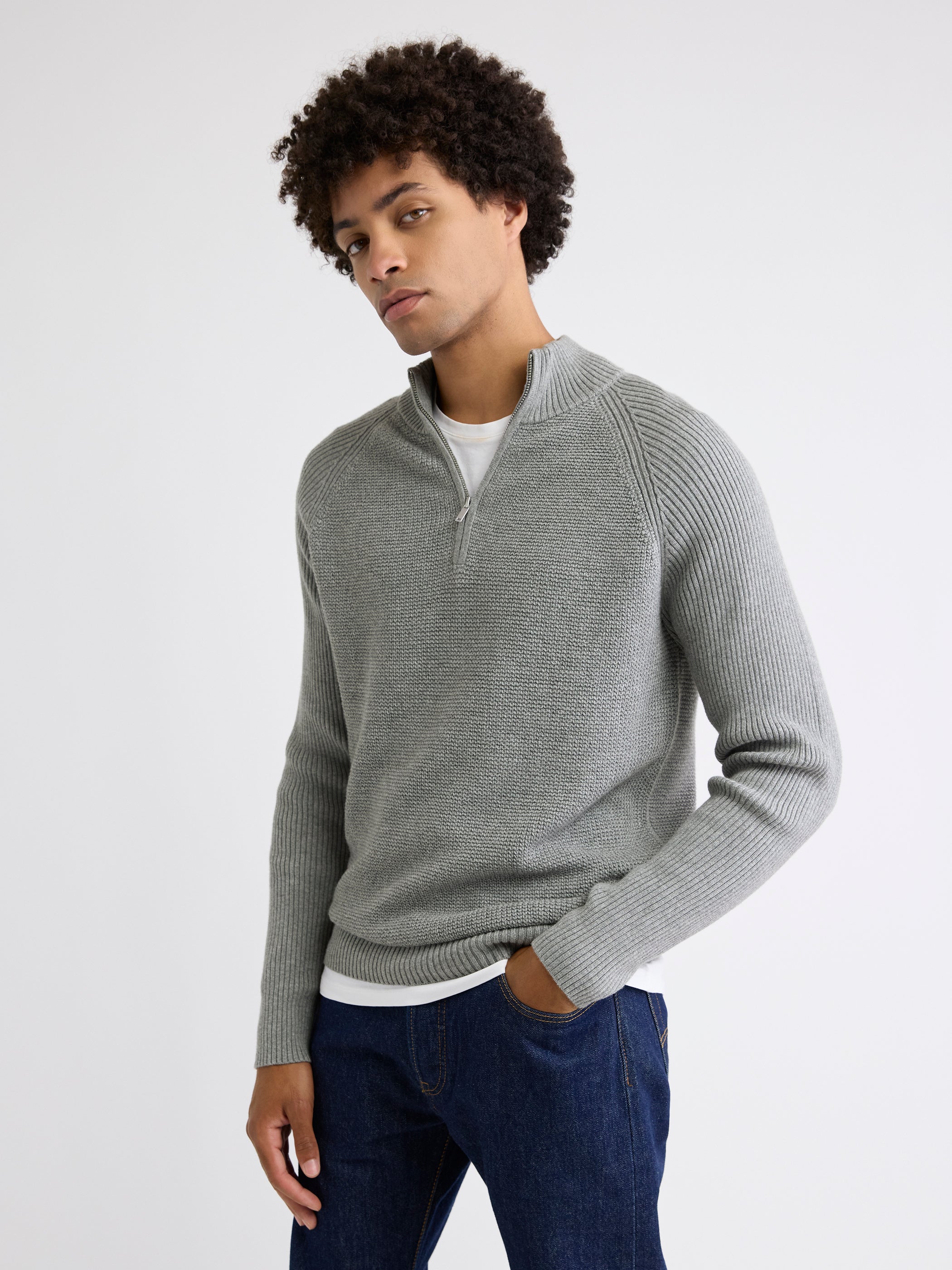 RW&CO Long-Sleeve Quarter-Zip Mock-Neck Sweater