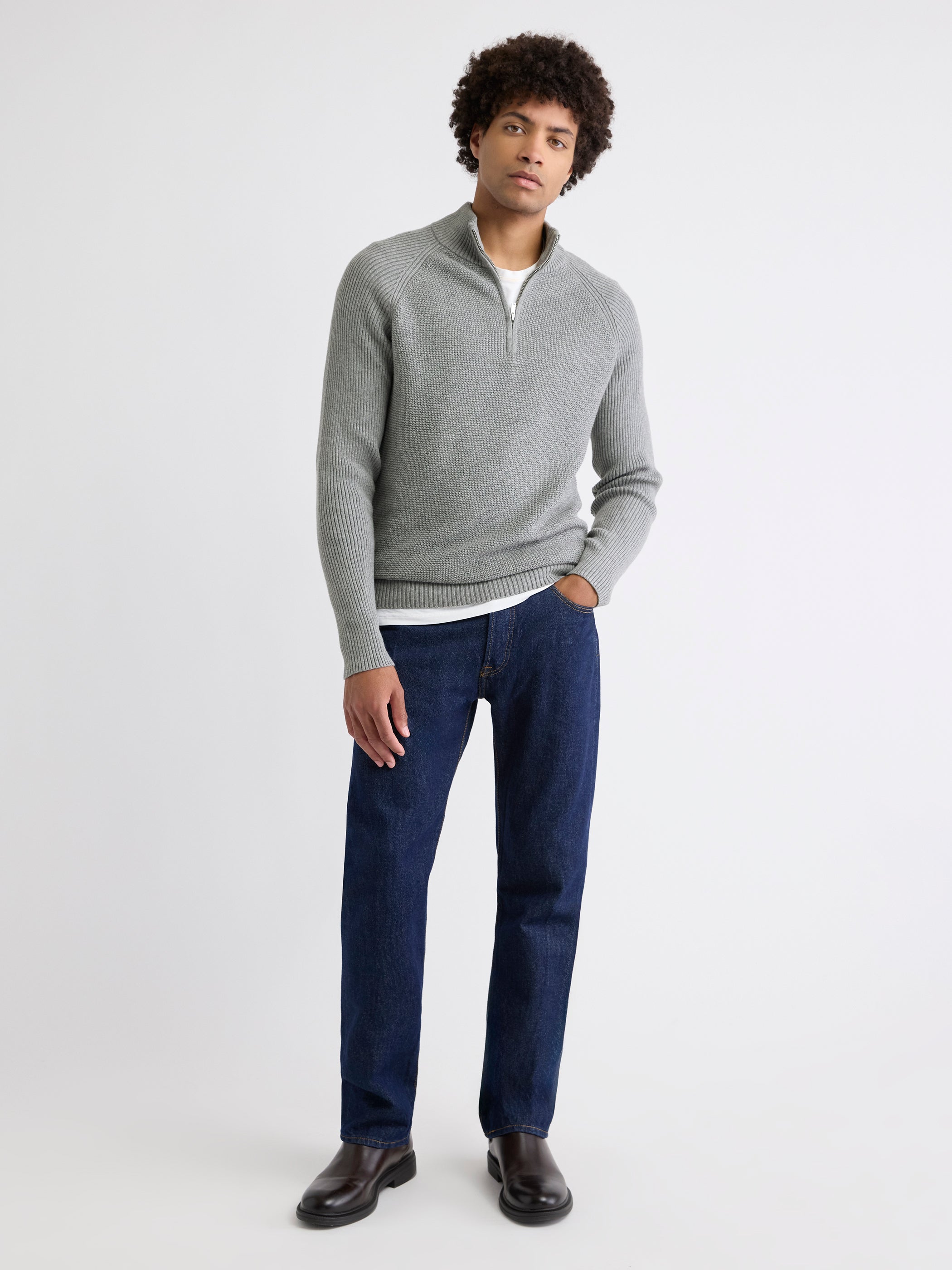RW&CO Long-Sleeve Quarter-Zip Mock-Neck Sweater