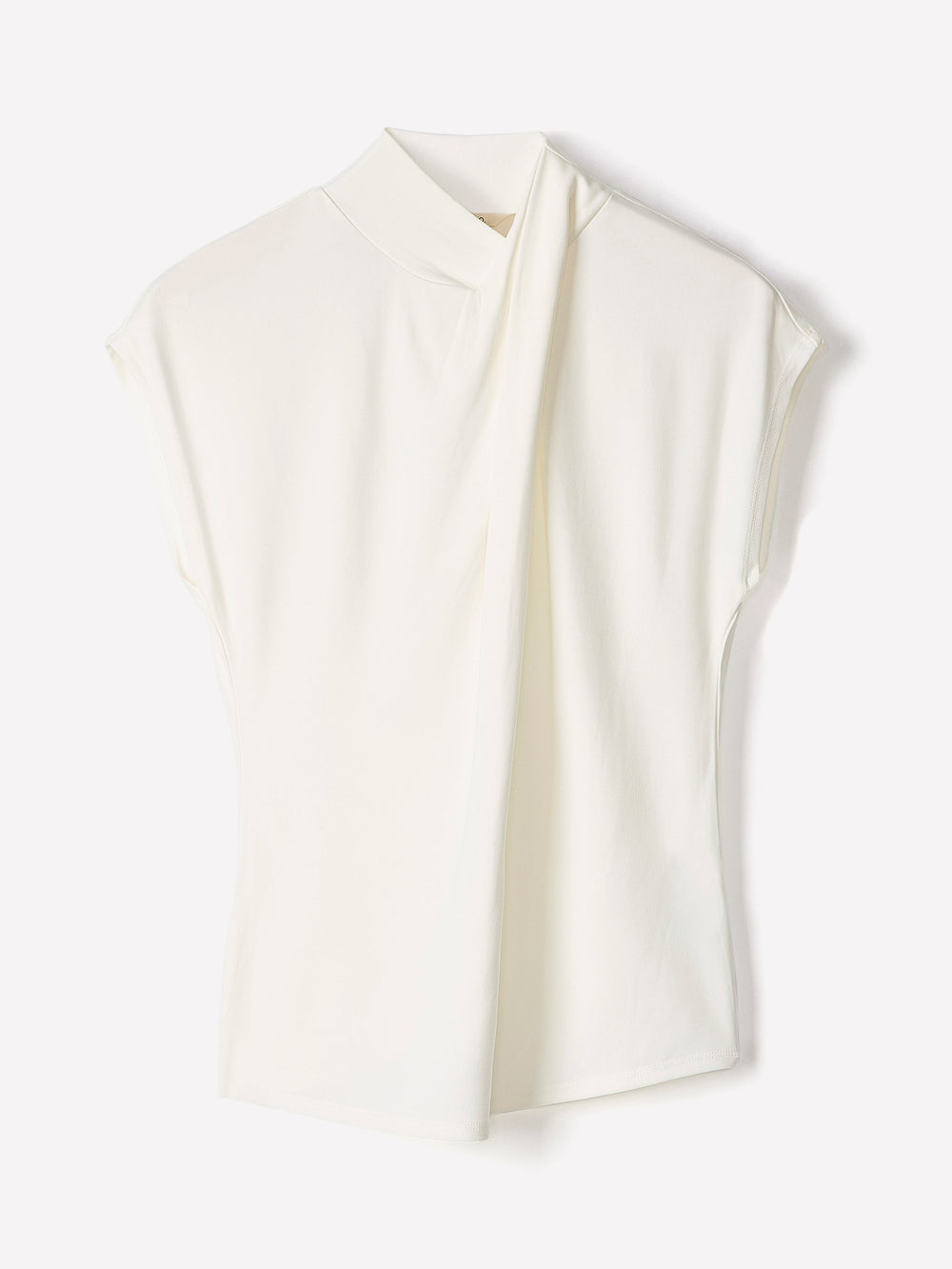 RW&CO Extended-Sleeve Top with Crossover Draped Mock Neckline