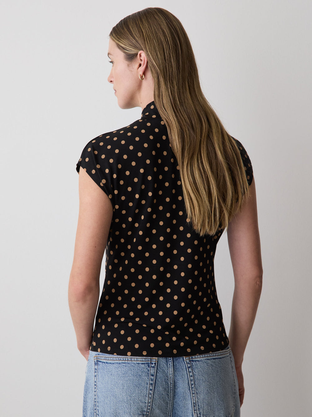 RW&CO Extended-Sleeve Top with Crossover Draped Mock Neckline
