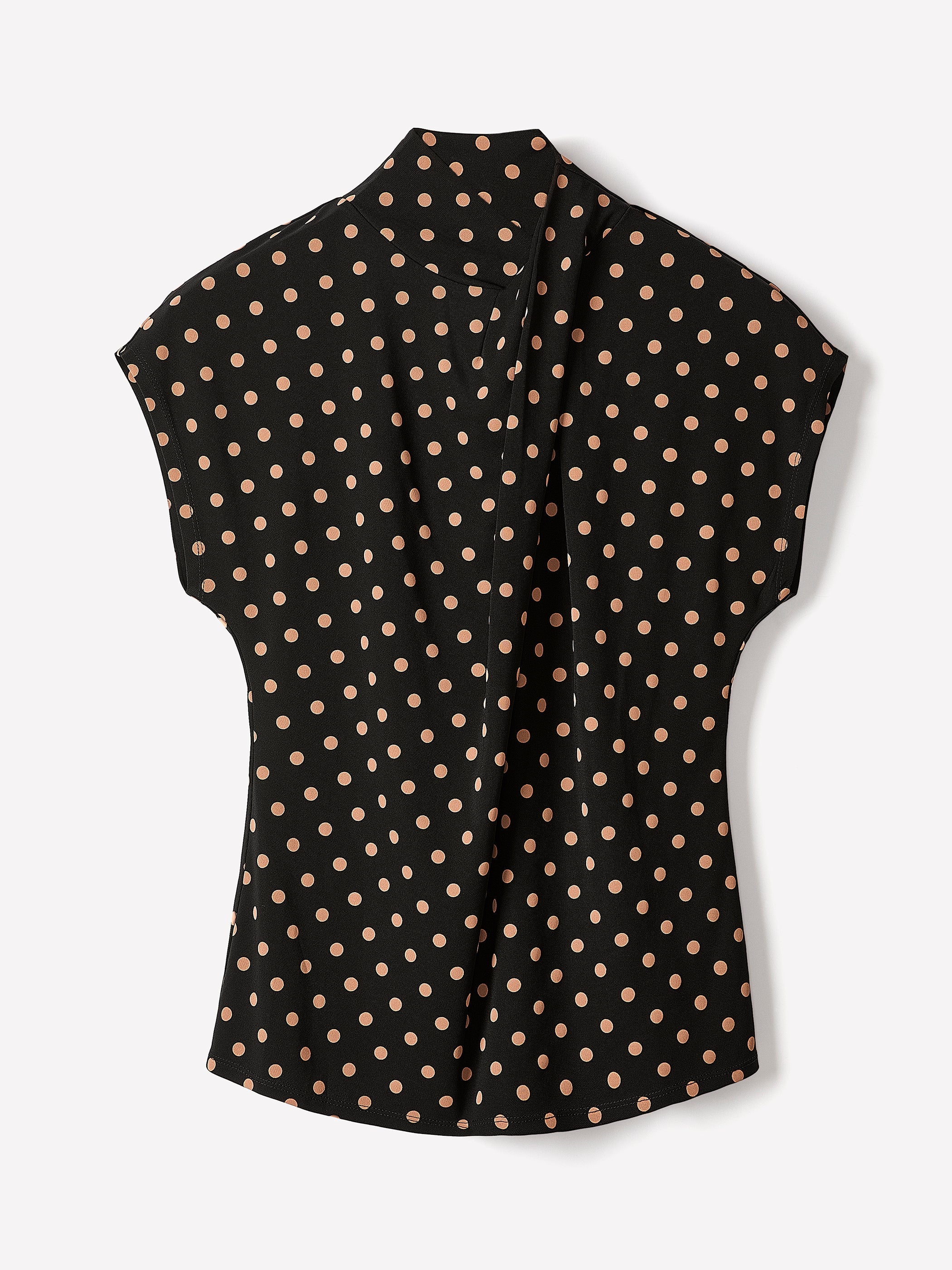 RW&CO Extended-Sleeve Top with Crossover Draped Mock Neckline