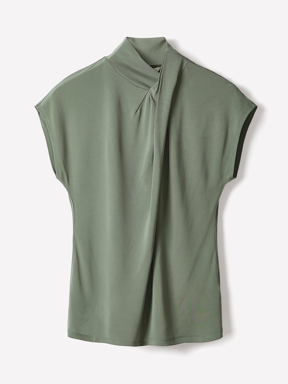 RW&CO Extended-Sleeve Top with Crossover Draped Mock Neckline