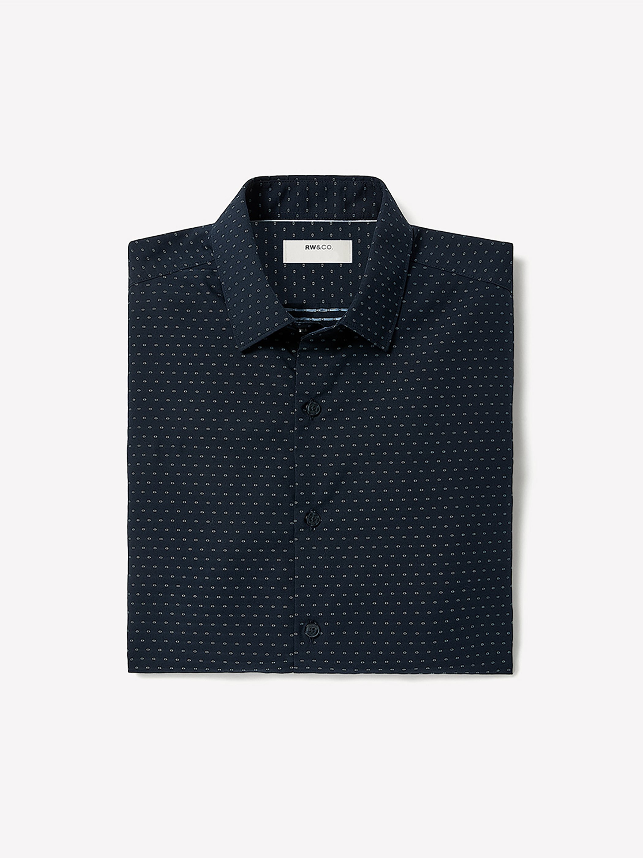RW&CO Navy Slim Fit Dress Shirt with Geo Pattern