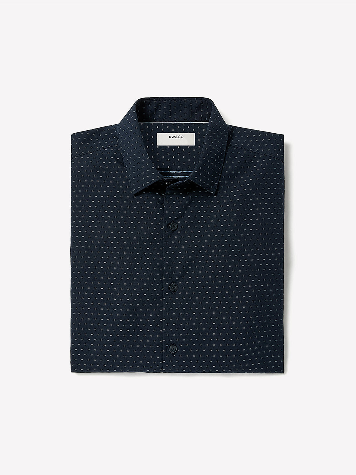 RW&CO Navy Slim Fit Dress Shirt with Geo Pattern