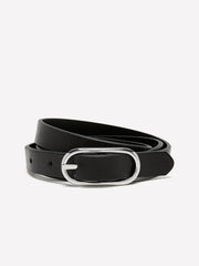 RW&CO Thin Leather Belt with Oval Buckle