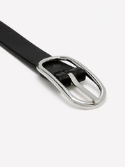 RW&CO Thin Leather Belt with Oval Buckle