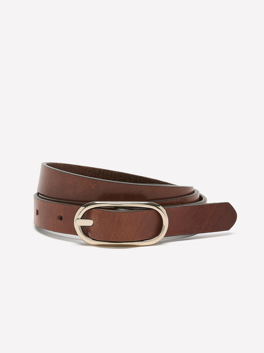 RW&CO Thin Leather Belt with Oval Buckle