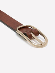 RW&CO Thin Leather Belt with Oval Buckle