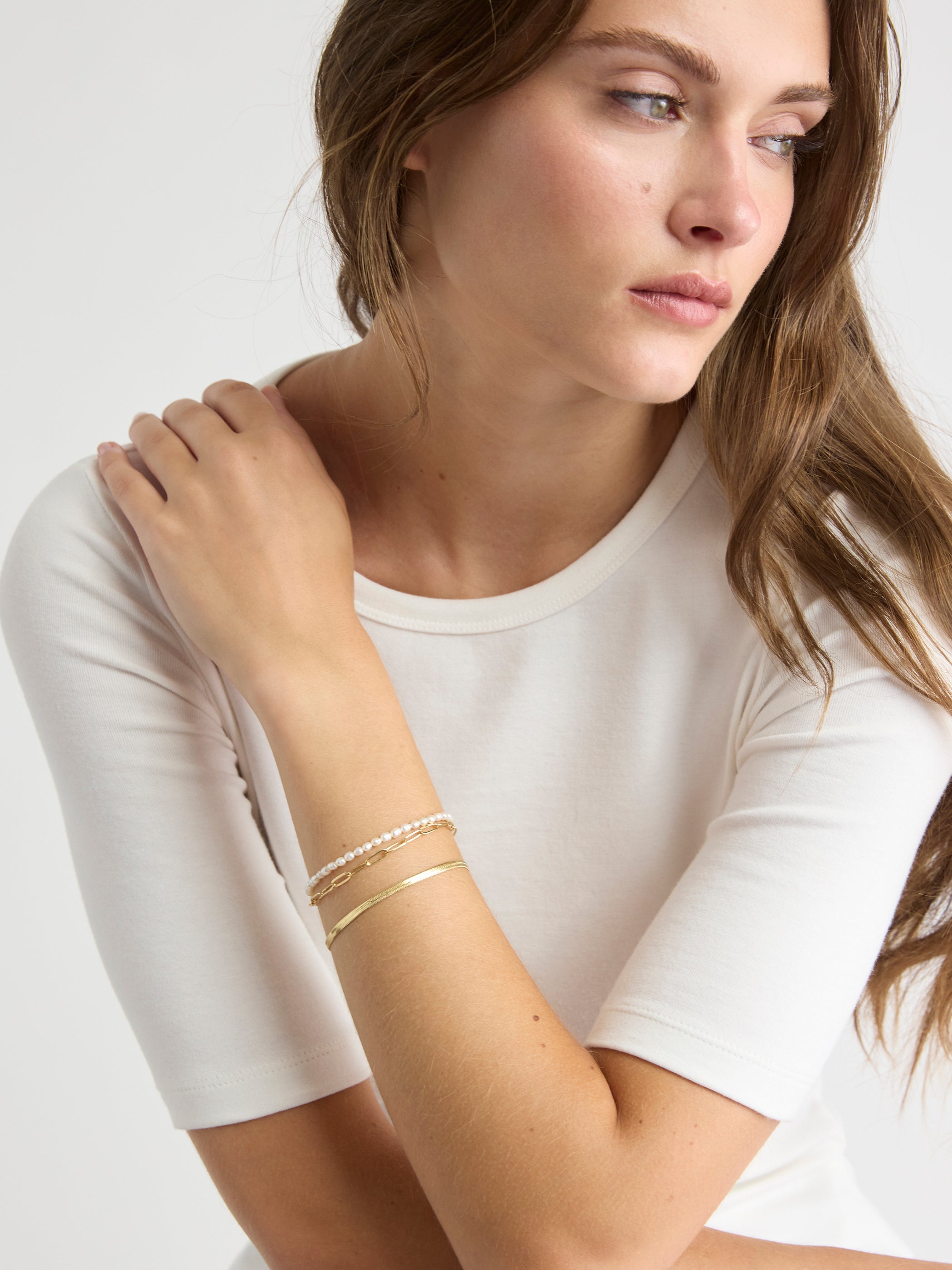 RW&CO Freshwater Pearls and Chain Bracelets - Set of 3