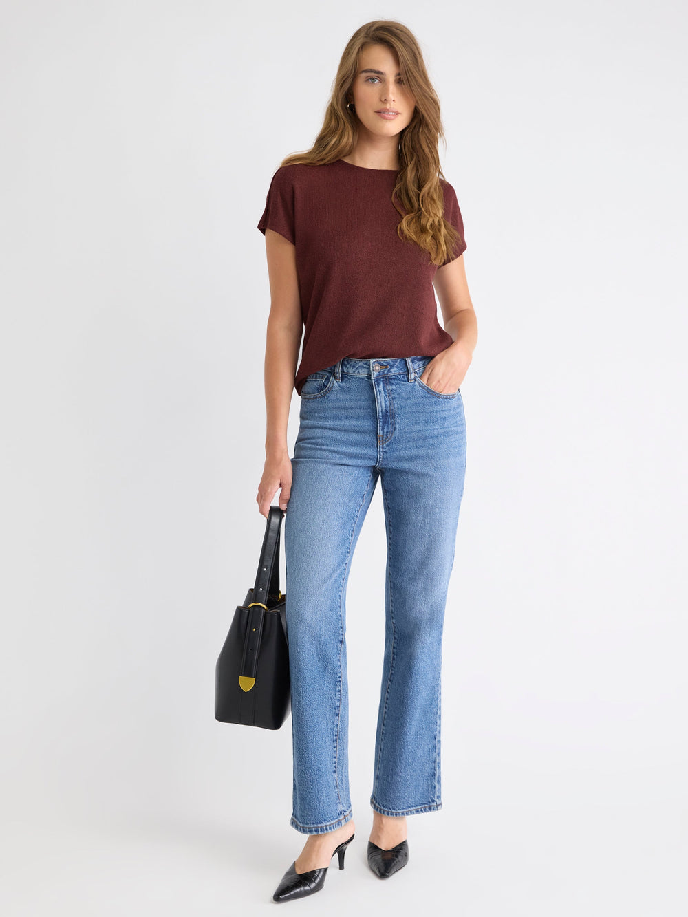 RW&CO Crew-Neck Extended-Sleeve Bouclé Top