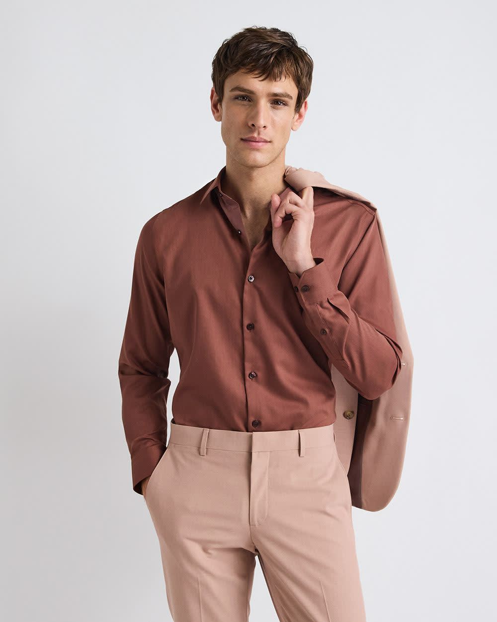 RW&CO Slim-Fit Solid Cotton Modal Dress Shirt
