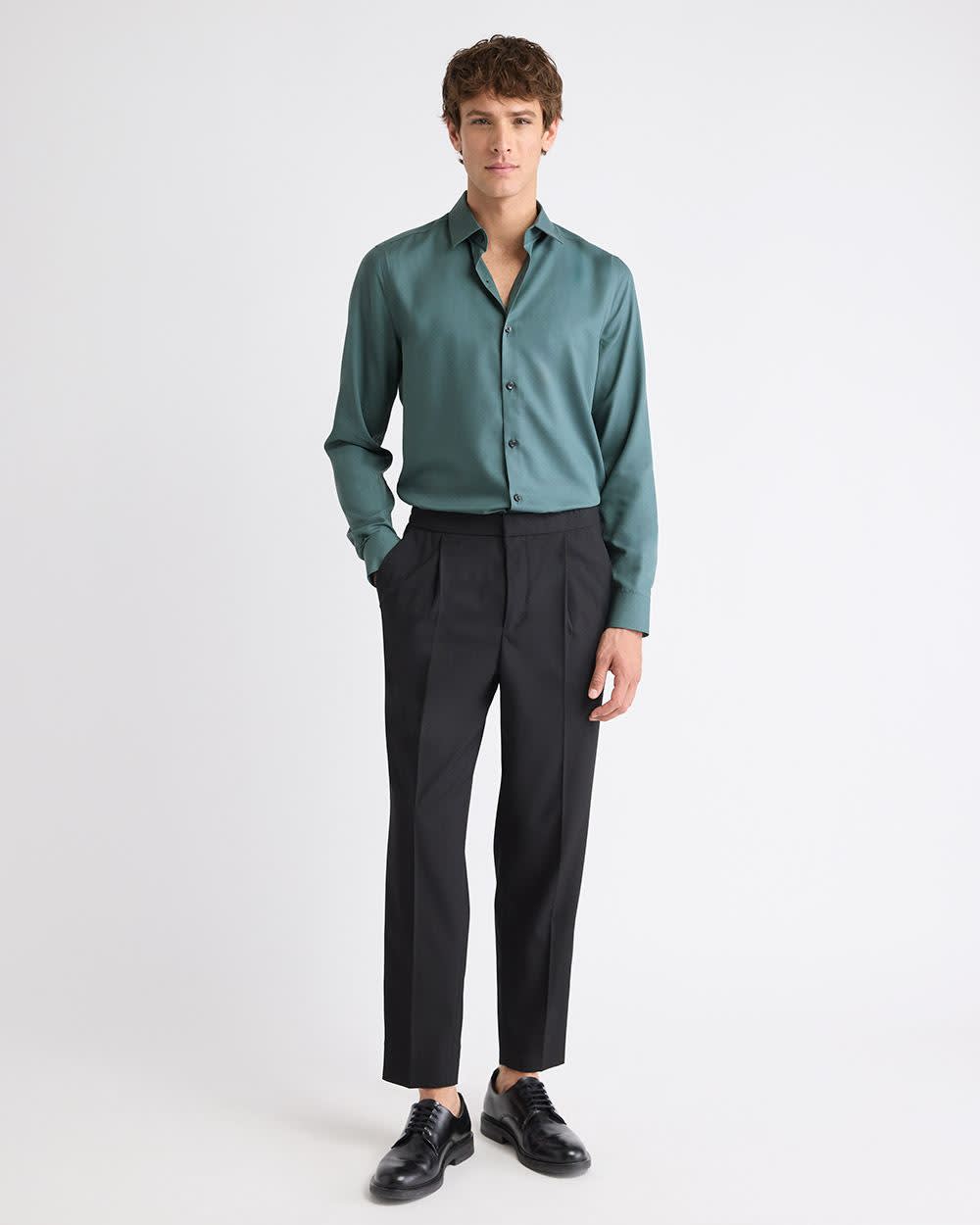 RW&CO Slim-Fit Solid Cotton Modal Dress Shirt