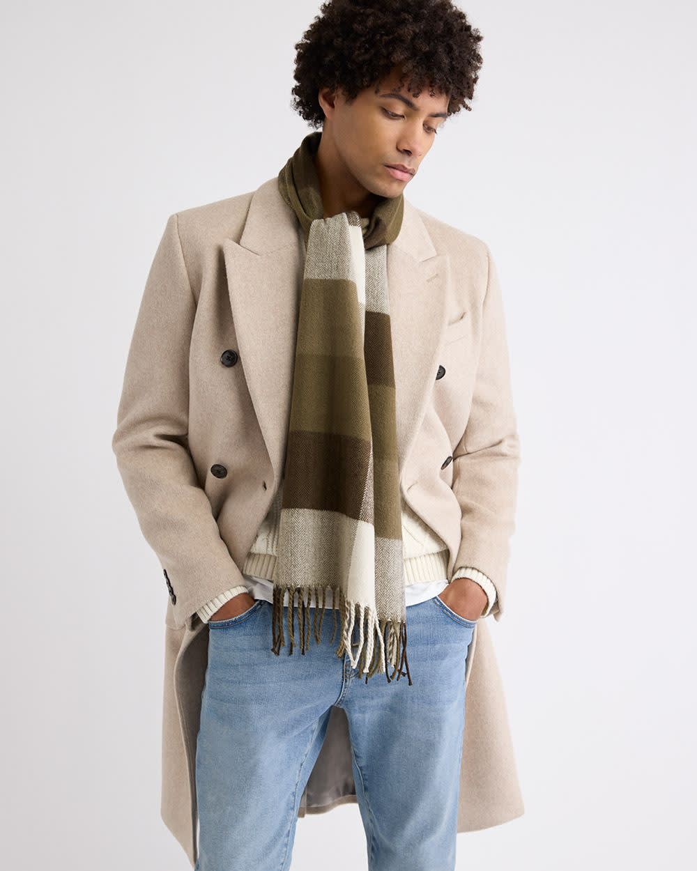 RW&CO Plaid Scarf with Fringes