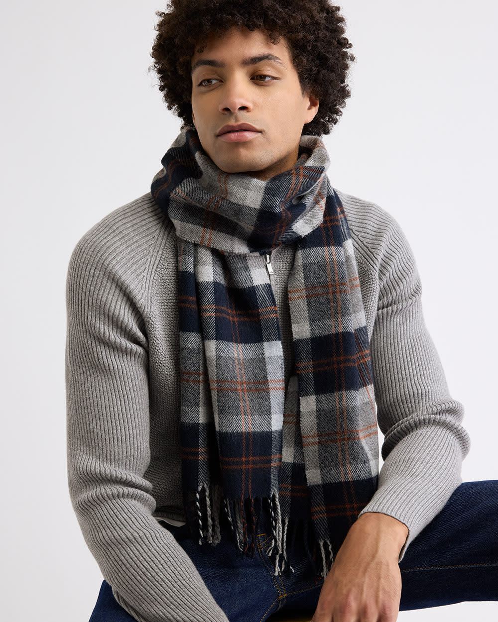 RW&CO Plaid Scarf with Fringes