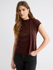 RW&CO Extended-Sleeve Mock-Neck Top with Tie