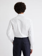 RW&CO White Tailored-Fit Dress Shirt with Geo Pattern