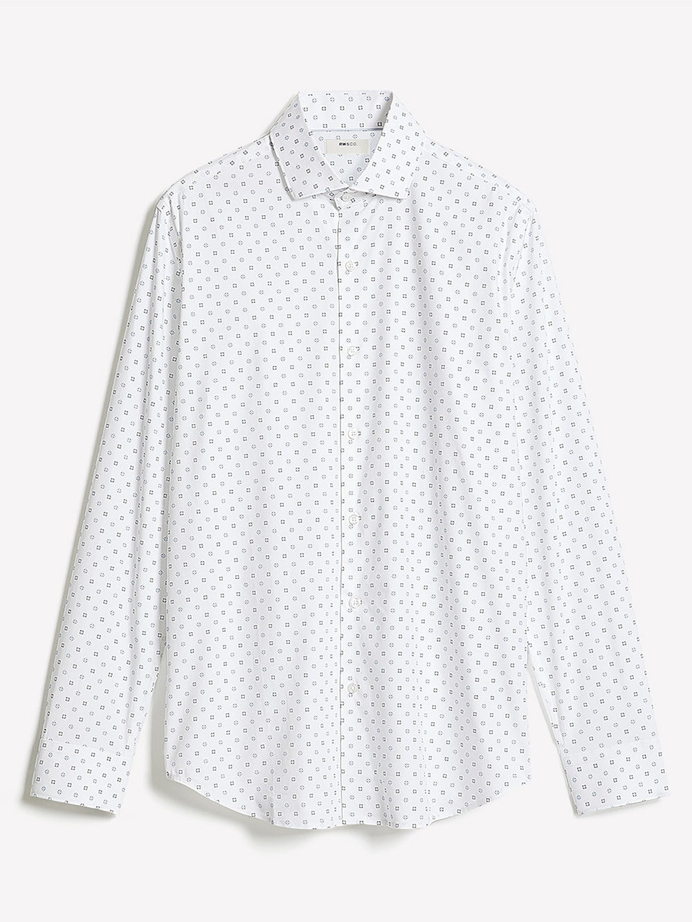 RW&CO White Tailored-Fit Dress Shirt with Geo Pattern