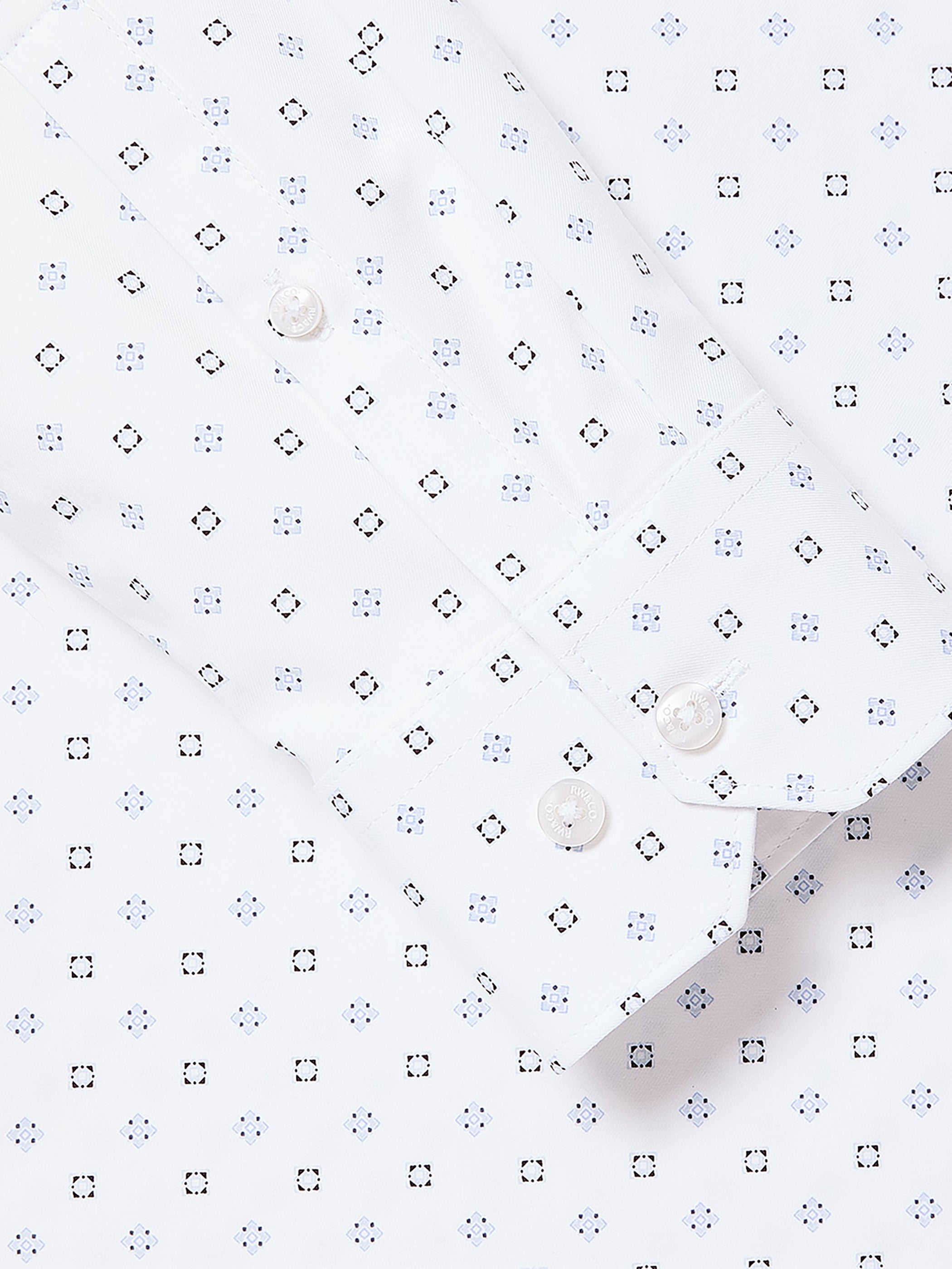 RW&CO White Tailored-Fit Dress Shirt with Geo Pattern