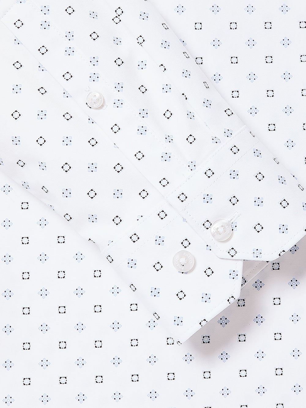 RW&CO White Tailored-Fit Dress Shirt with Geo Pattern