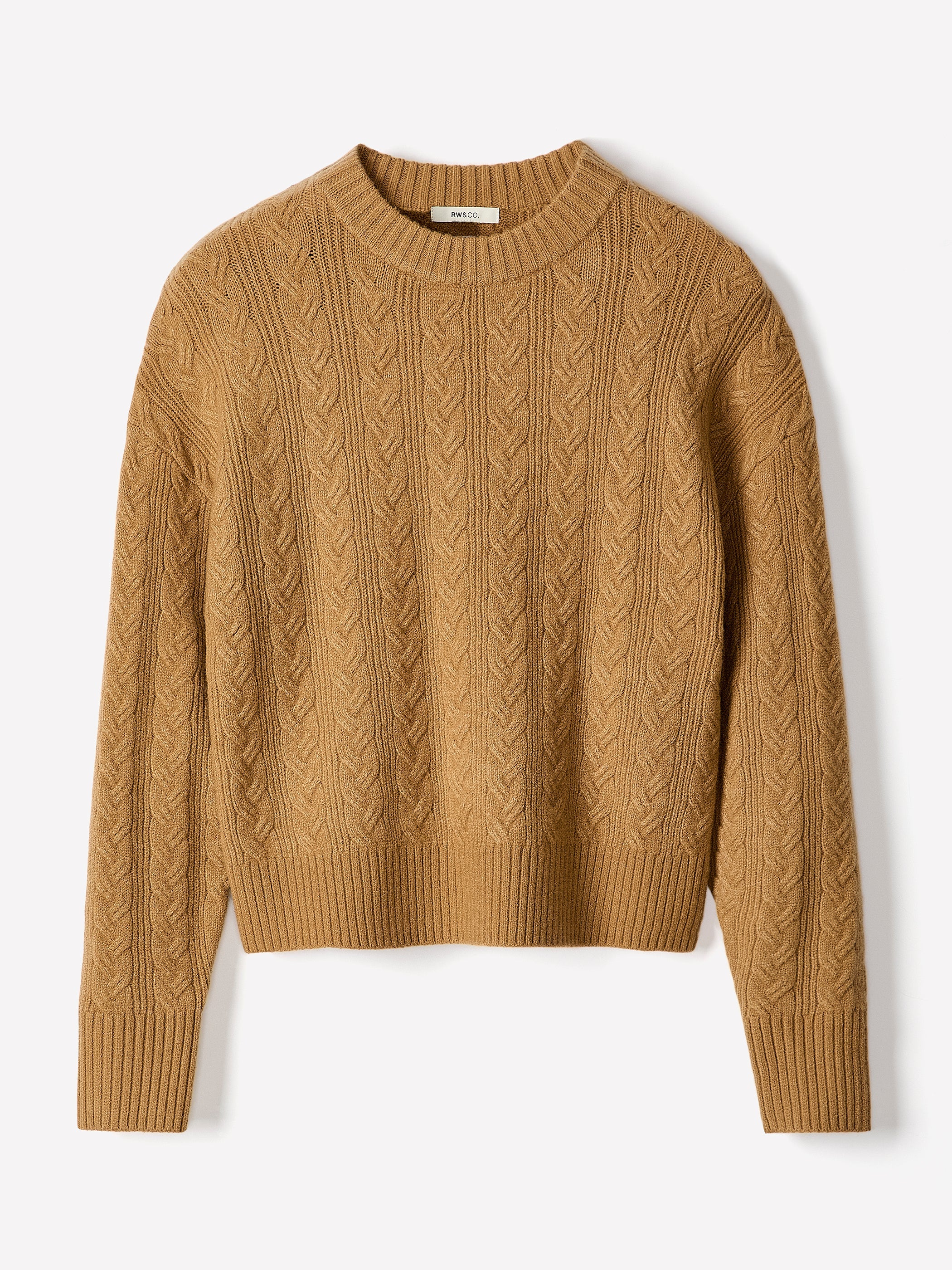 RW&CO Long-Sleeve Crew-Neck Sweater with Cable Stitches