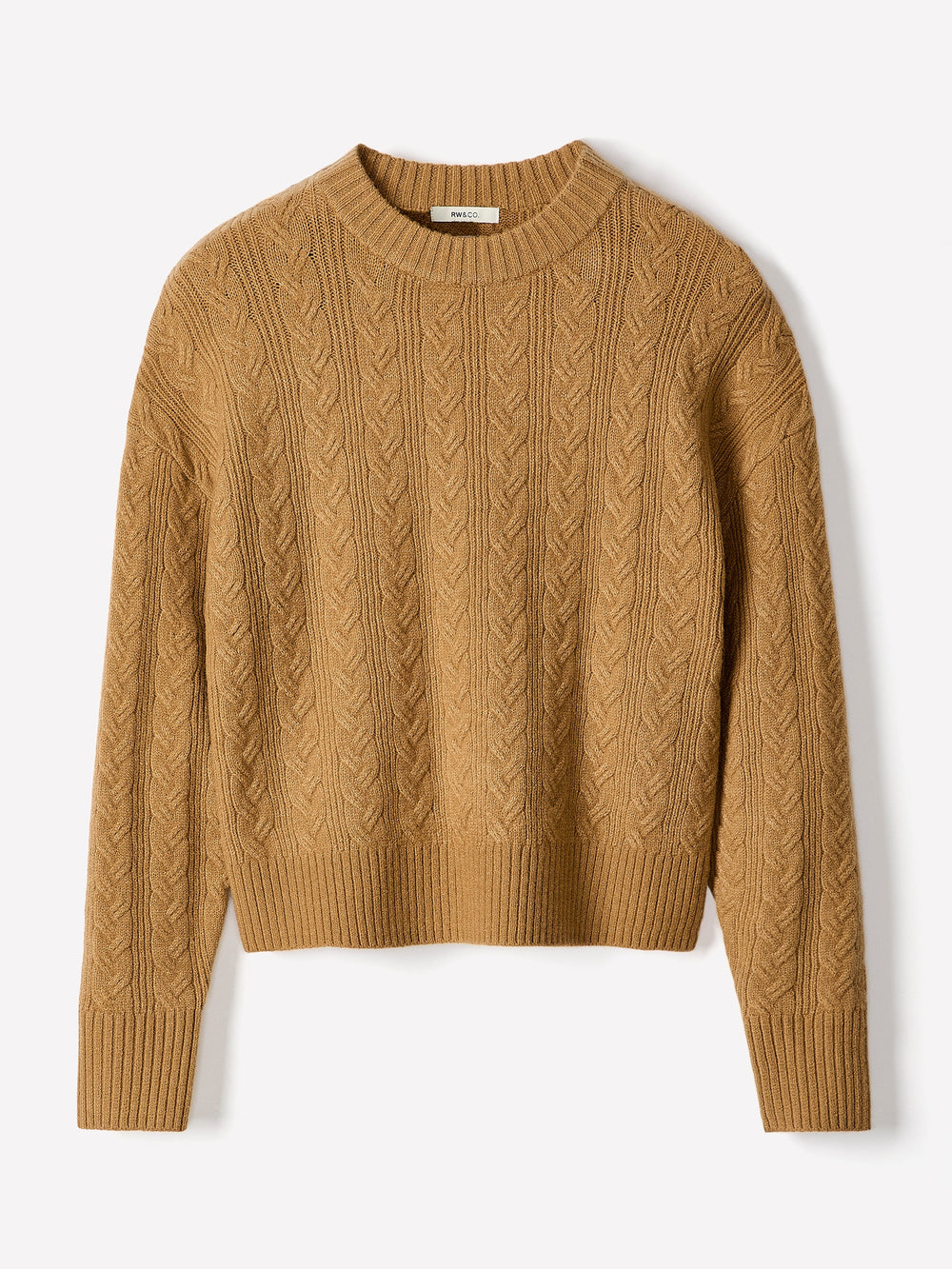 RW&CO Long-Sleeve Crew-Neck Sweater with Cable Stitches