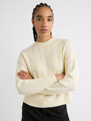 RW&CO Long-Sleeve Crew-Neck Sweater with Cable Stitches