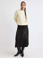 RW&CO Long-Sleeve Crew-Neck Sweater with Cable Stitches