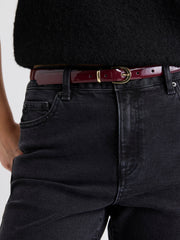 RW&CO Skinny Leather Belt with Oval Buckle