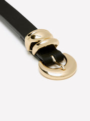 RW&CO Thin Leather Belt with Rounded Buckle