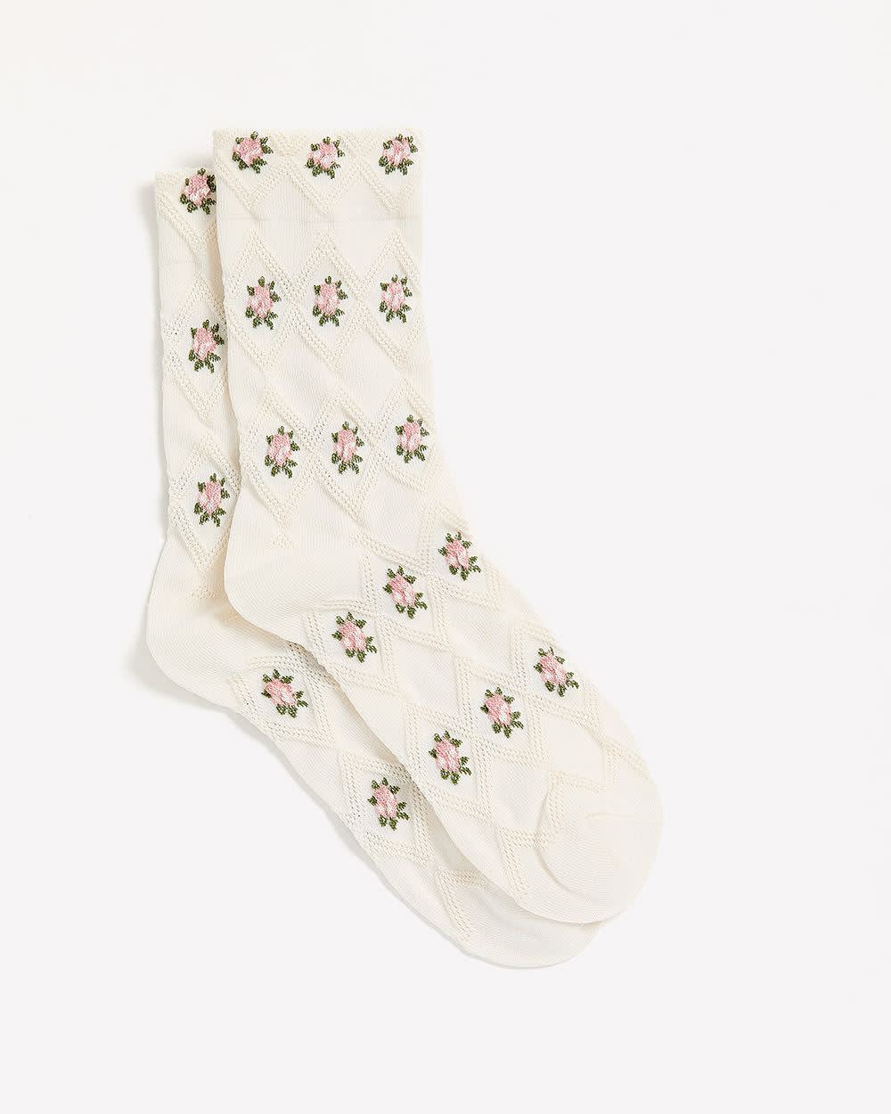 RW&CO Crew Socks with Floral Pattern
