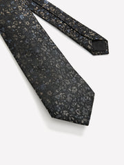 RW&CO Black Regular Tie with Floral Pattern