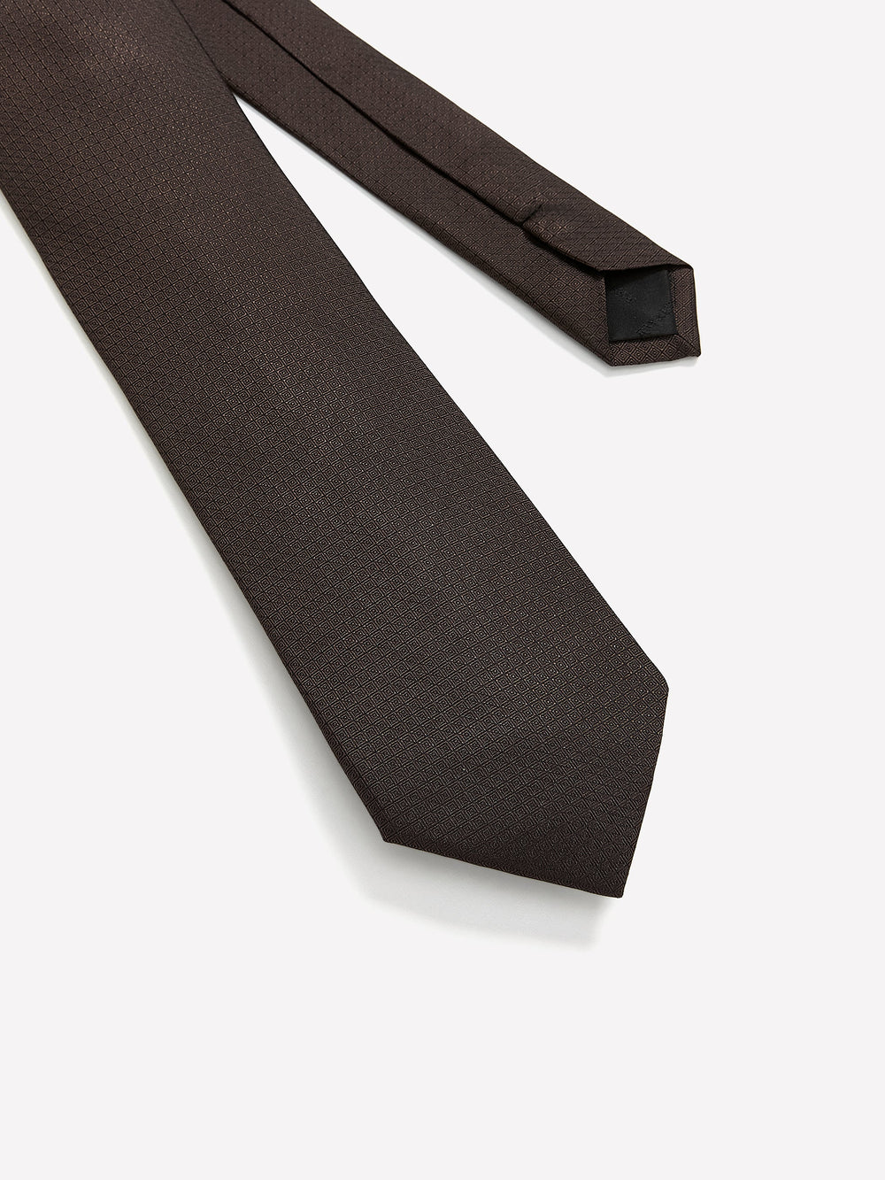 RW&CO Brown Regular Tie with Geometric Pattern