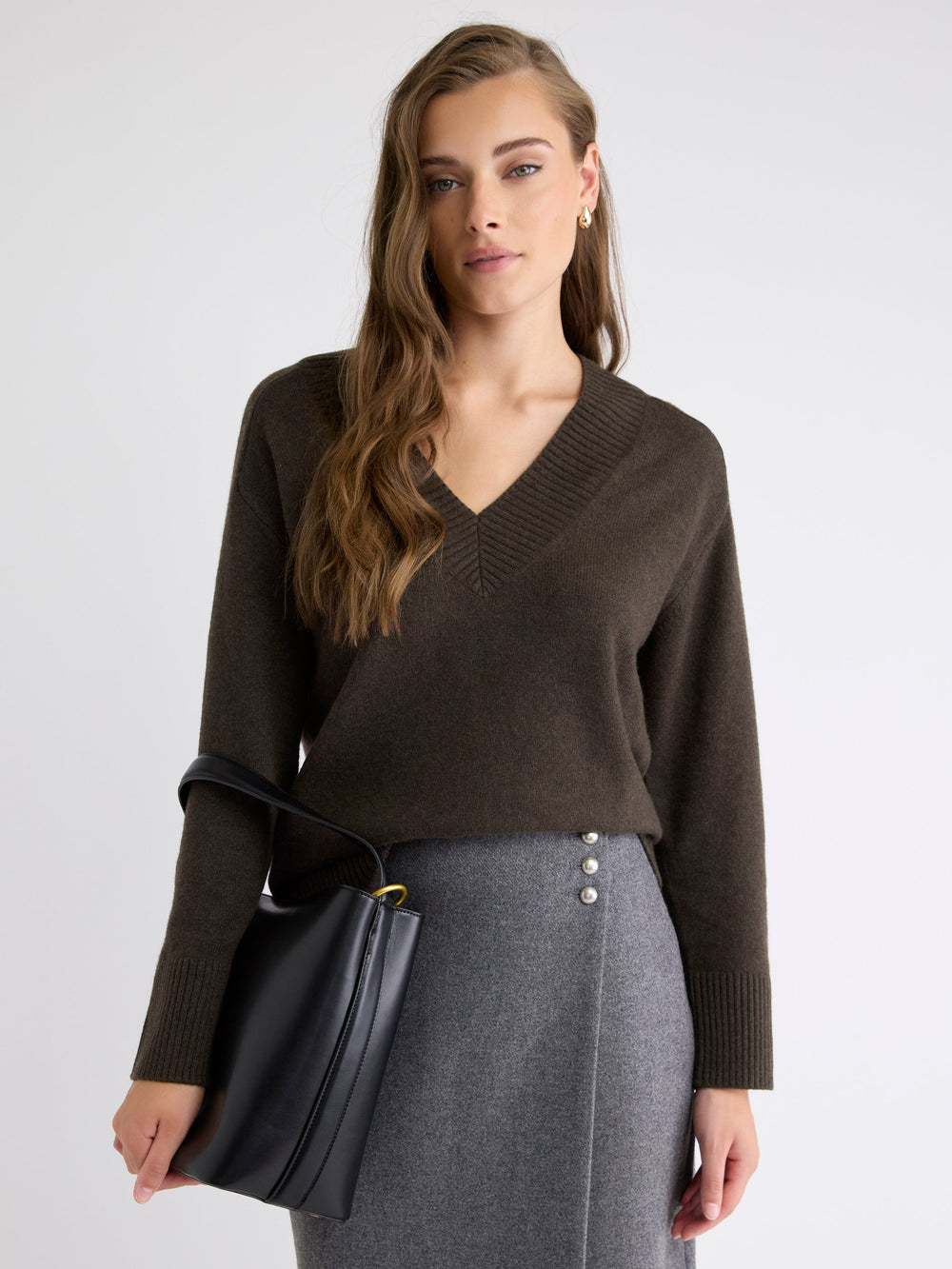 RW&CO Long-Sleeve V-Neck Merino-Blend Sweater