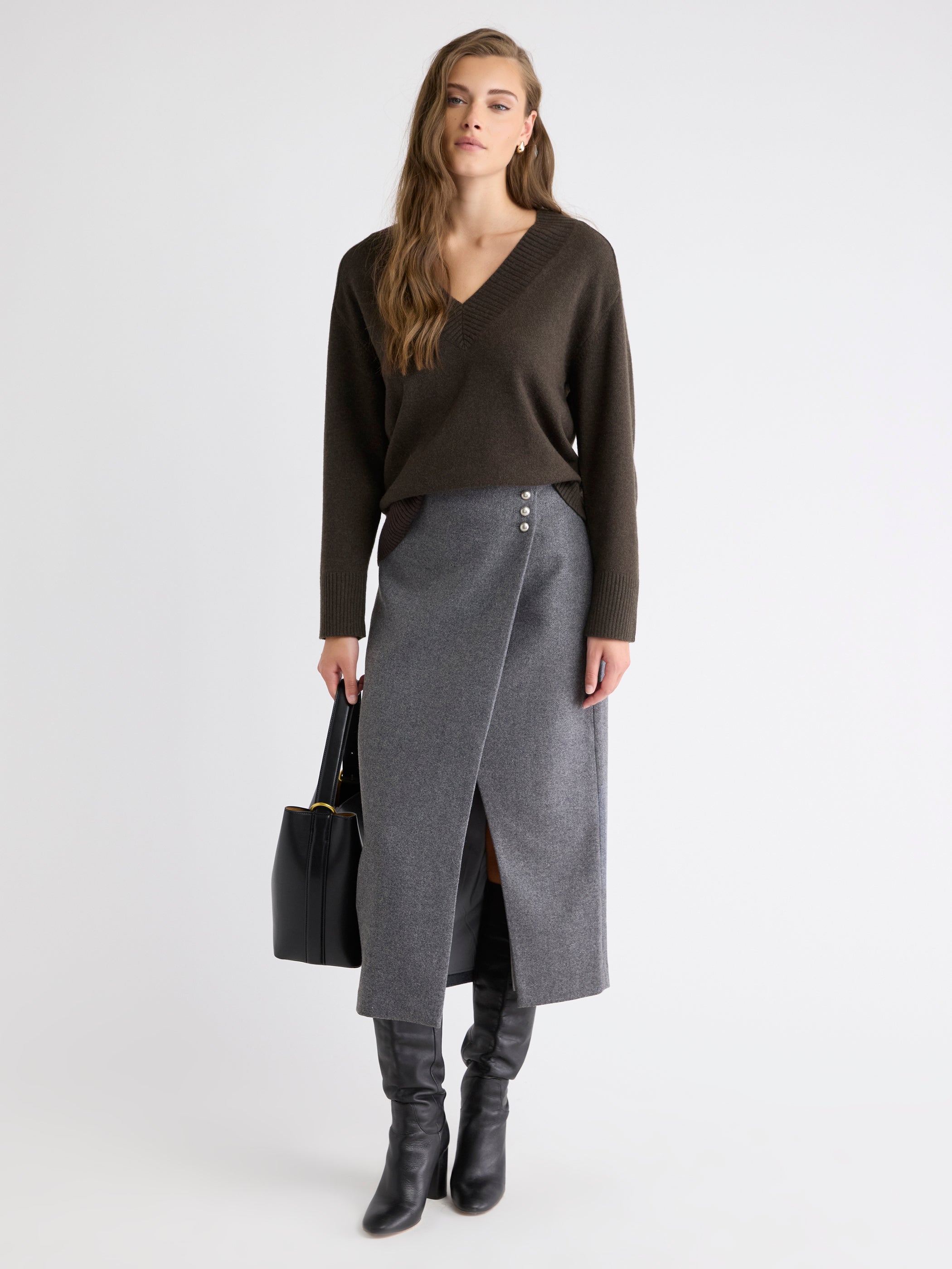 RW&CO Long-Sleeve V-Neck Merino-Blend Sweater