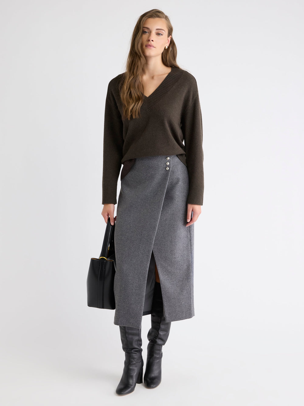 RW&CO Long-Sleeve V-Neck Merino-Blend Sweater