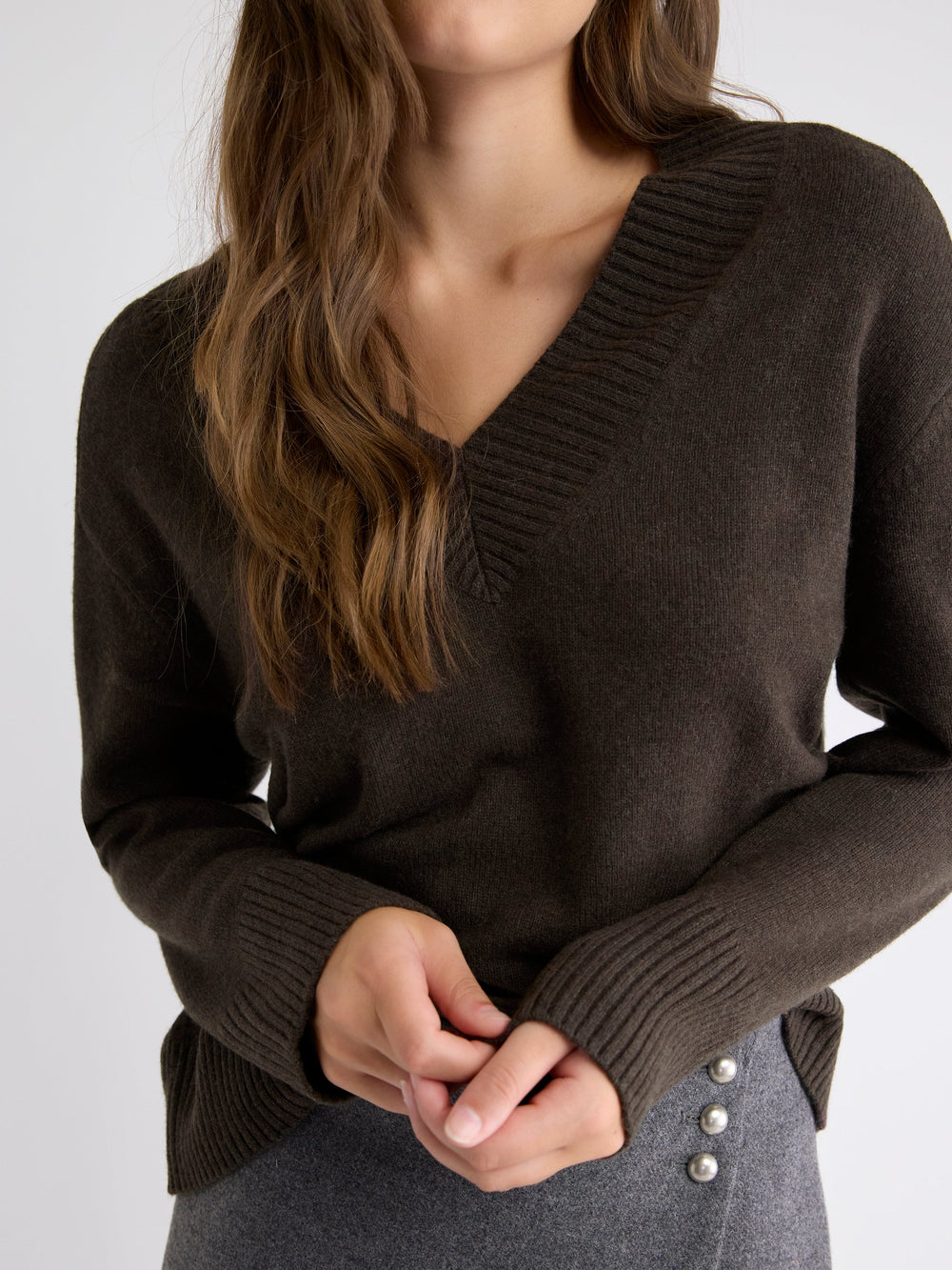 RW&CO Long-Sleeve V-Neck Merino-Blend Sweater