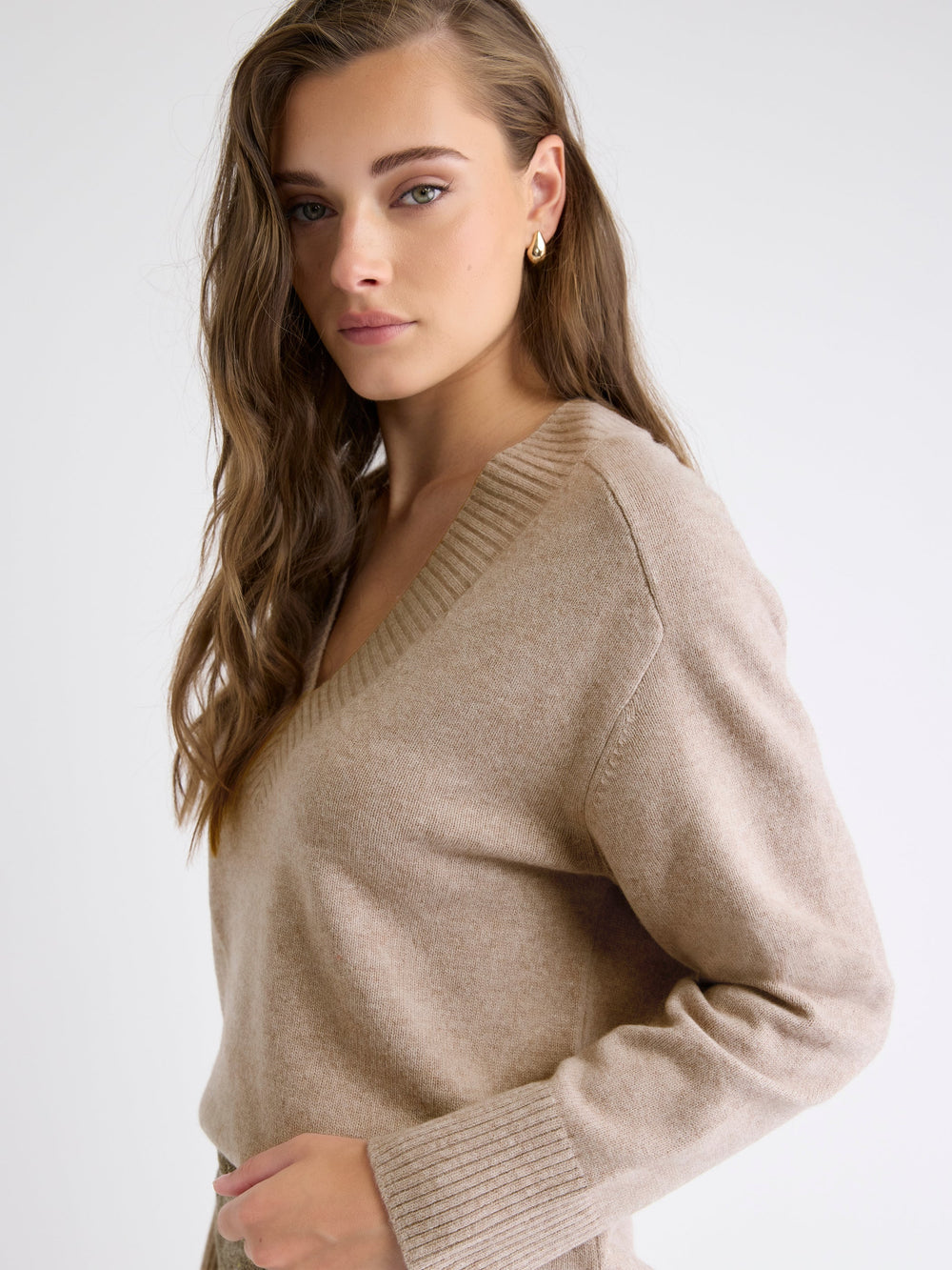RW&CO Long-Sleeve V-Neck Merino-Blend Sweater