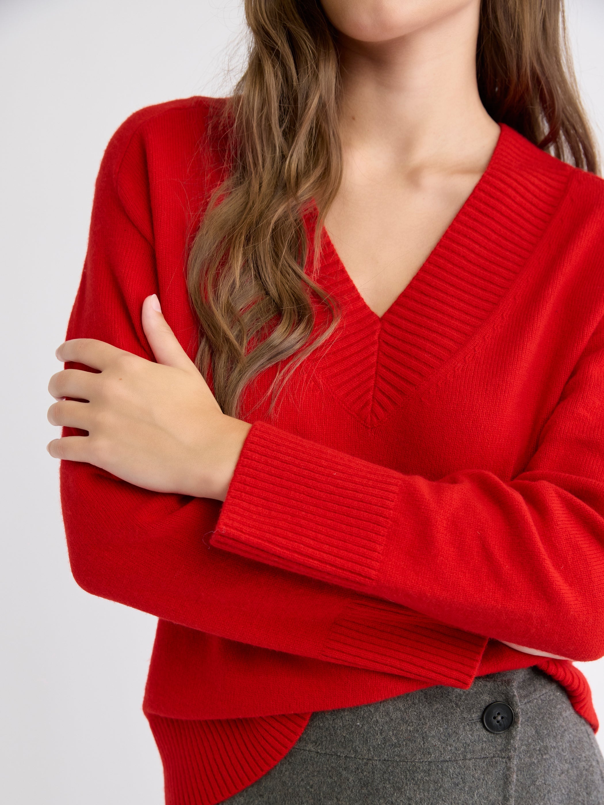 RW&CO Long-Sleeve V-Neck Merino-Blend Sweater