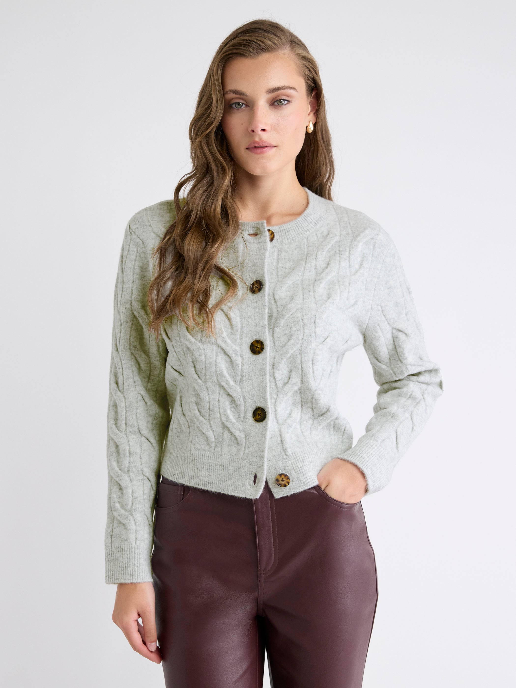 RW&CO Long-Sleeve Cable-Stitch Cardigan