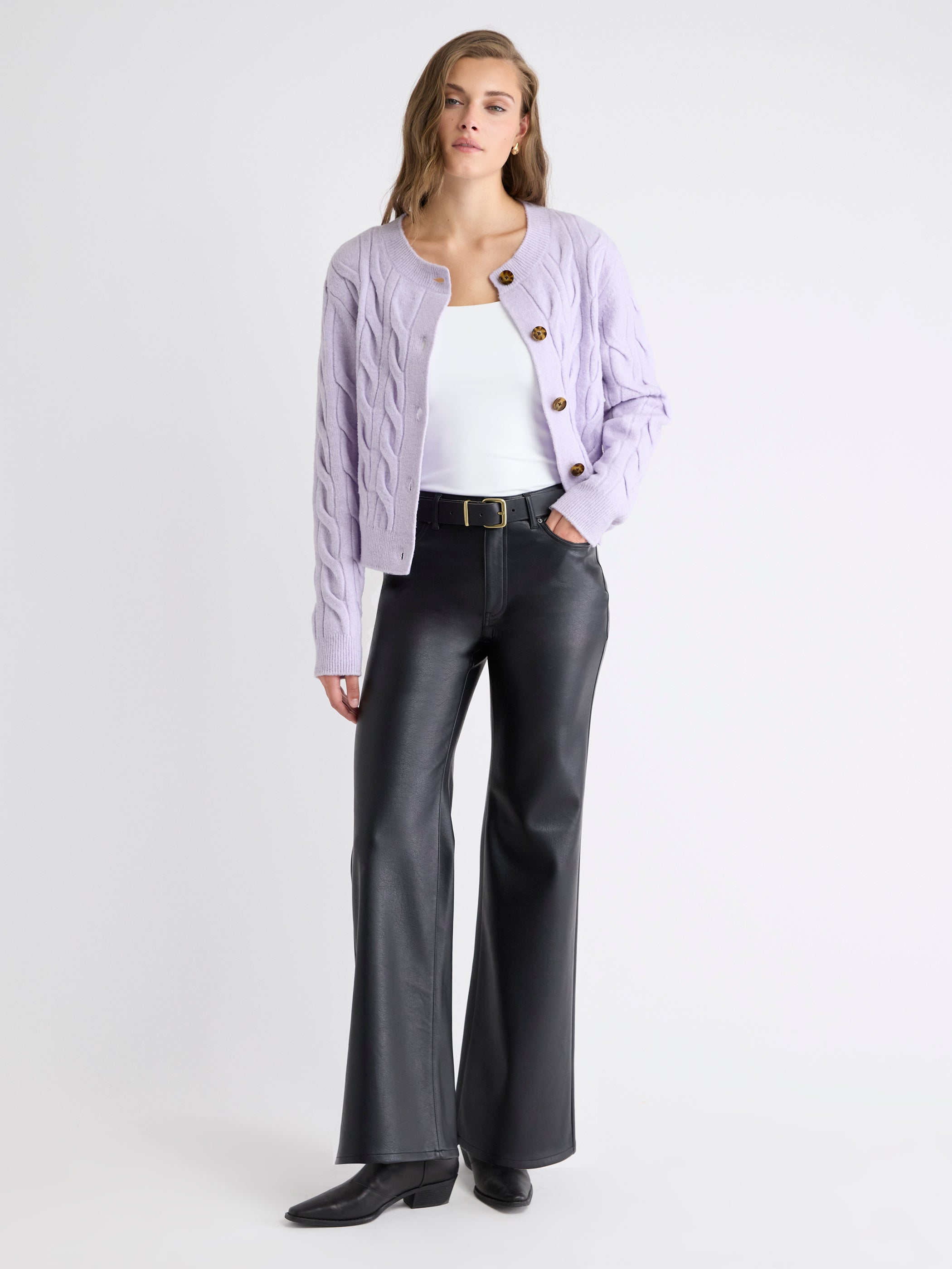 RW&CO Long-Sleeve Cable-Stitch Cardigan