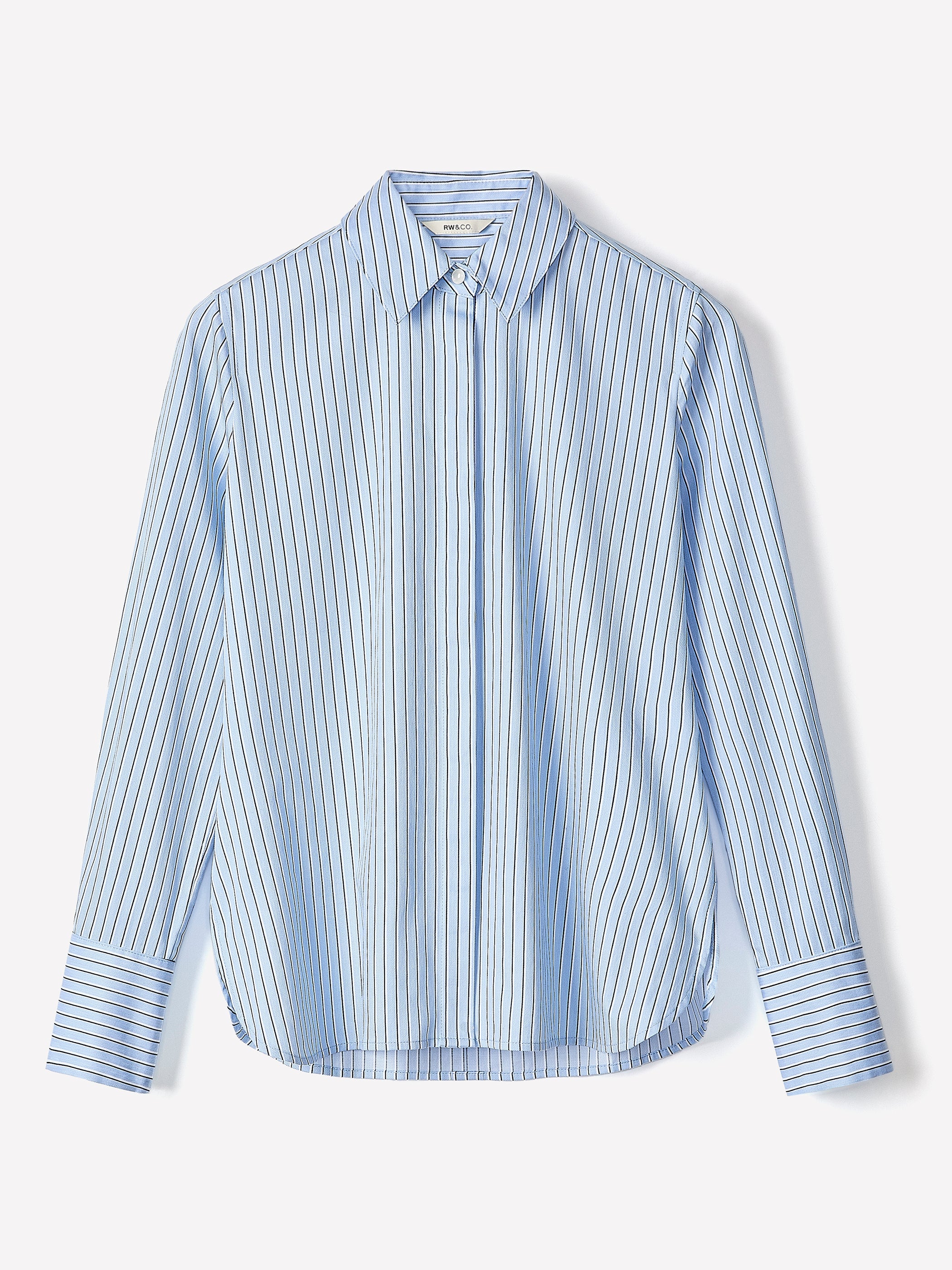 RW&CO Striped Fitted Long-Sleeve Poplin Blouse